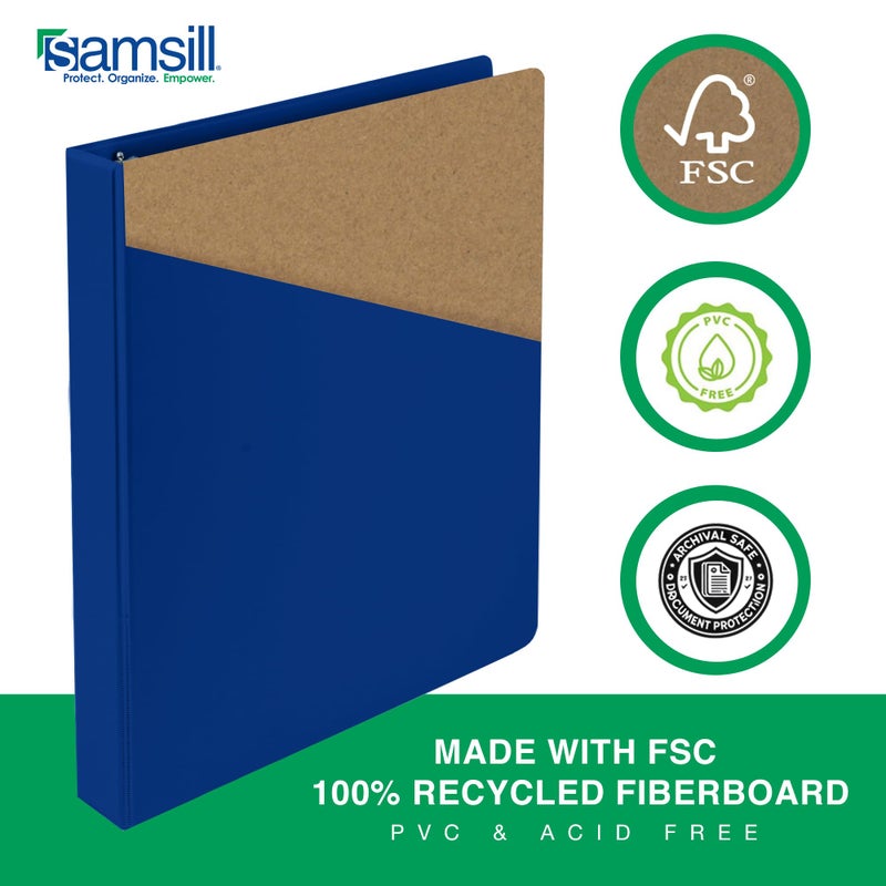 Samsill 0.5 Inch 3 Ring Binder  Made in USA  Economy Round Ring  Clear View Cover  100 Sheet Capacity - for School  Home  Office - Blue  4 Pack - Image 5